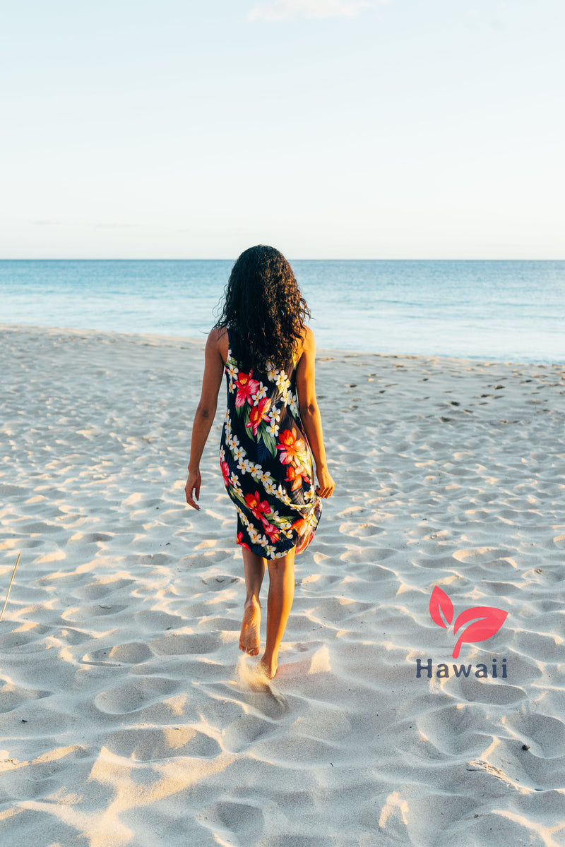 Frontwalk Ladies Hawaiian Square Neck Midi Dress Pleated Loose Summer Beach  Sundress Women Split Travel Dresses