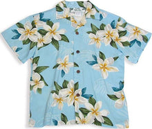 Load image into Gallery viewer, Boys Hawaiian Shirt - Plumeria Sky