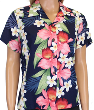 Load image into Gallery viewer, Women's Hawaiian Aloha Shirt - Orchid Panel