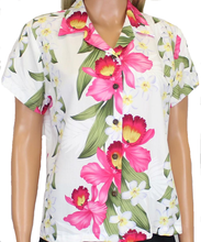 Load image into Gallery viewer, Women's Hawaiian Aloha Shirt - Orchid Panel