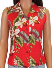 Load image into Gallery viewer, Women's Hawaiian Aloha Sleeveless Shirt - Hawaiian Orchid Red