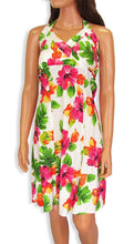 Load image into Gallery viewer, Womens Hawaiian Mid-Length Dress - Hibiscus Watercolor White