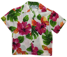 Load image into Gallery viewer, Boys Hawaiian Shirt - Watercolor Hibiscus