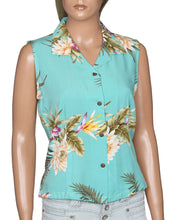 Load image into Gallery viewer, Women's Hawaiian Aloha Sleeveless Shirt - Ceres Green