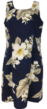 Load image into Gallery viewer, Women's Hawaiian Aloha Short Dress - Hibiscus Trend Navy