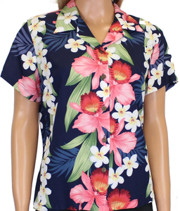 Women's Hawaiian Aloha Shirt - Orchid Panel