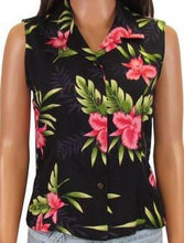 Load image into Gallery viewer, Women&#39;s Hawaiian Aloha Sleeveless Shirt - Orchid Fern
