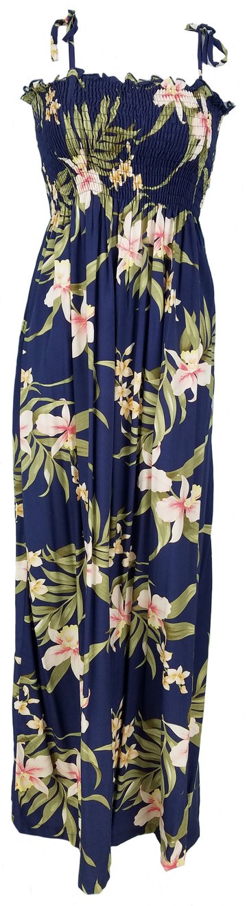 Women's Maxi Hawaiian Dress - Pali Orchid Long / Red