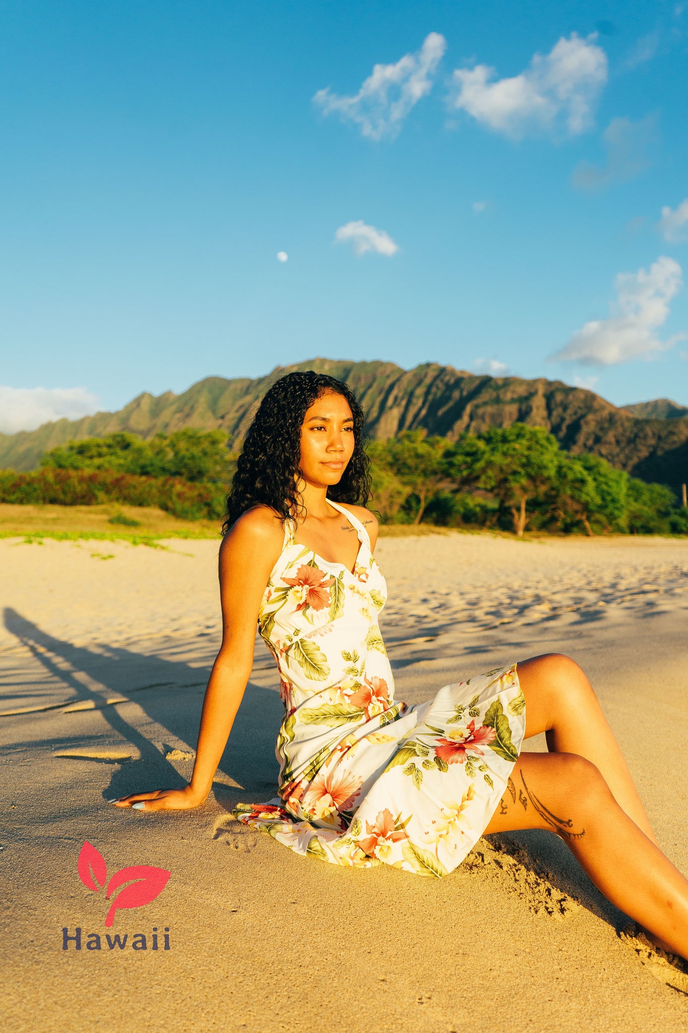 Womens Hawaiian Mid-Length Dress