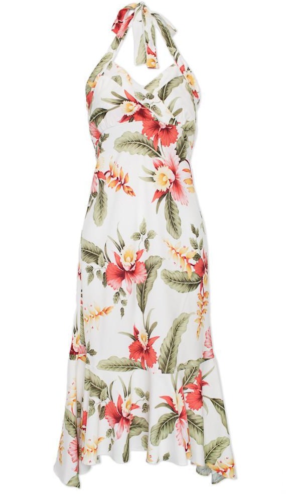 Womens Hawaiian Mid-Length Dress - Sonic Beige L Womens Hawaiian Mid-Length Dress - Sonic Beige L