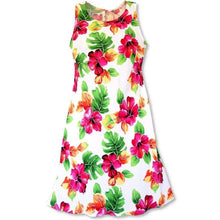 Load image into Gallery viewer, Women&#39;s Hawaiian Aloha Short Dress - Watercolor Hibiscus White
